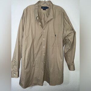 Ralph Lauren Men's Casual Tan/Beige Button Down Shirt